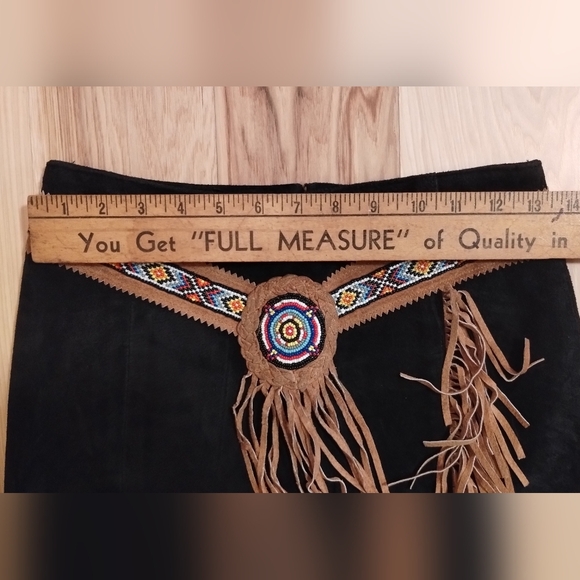 Frontier Collection vintage fringe leather beaded skirt - Picture 12 of 12